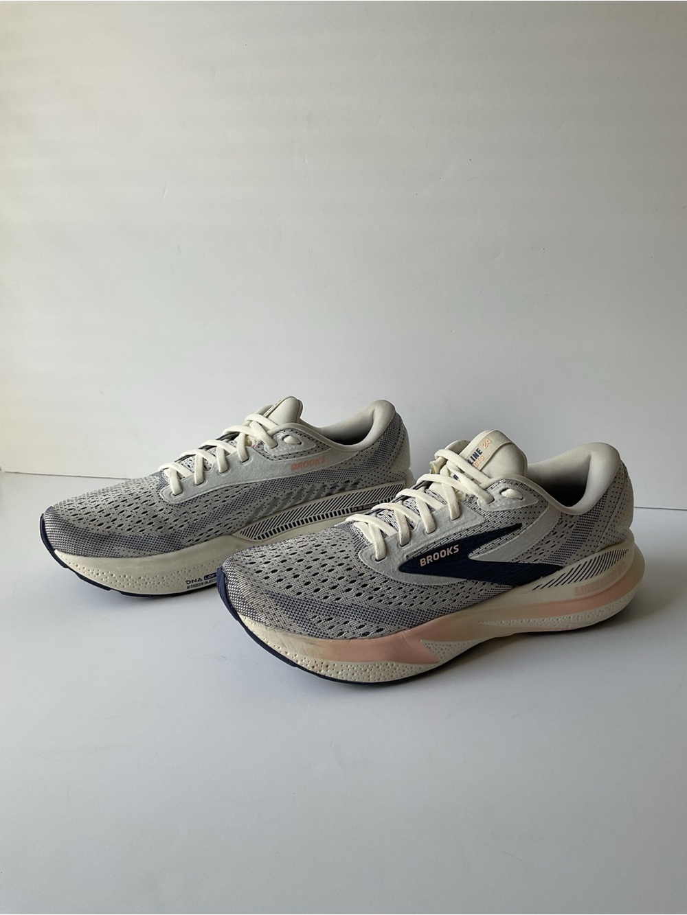 Brooks Adrenaline GTS 24 Women’s Size 9 B Grey Blue Ribbon Peach Running Shoes - Picture 3 of 11
